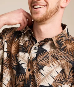 Departwest Tropical Athletic Performance Stretch Shirt Brown Beige Sale