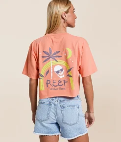 Tops | Reef Tropicalia Cropped T-Shirt Crabapple Reactive Wash