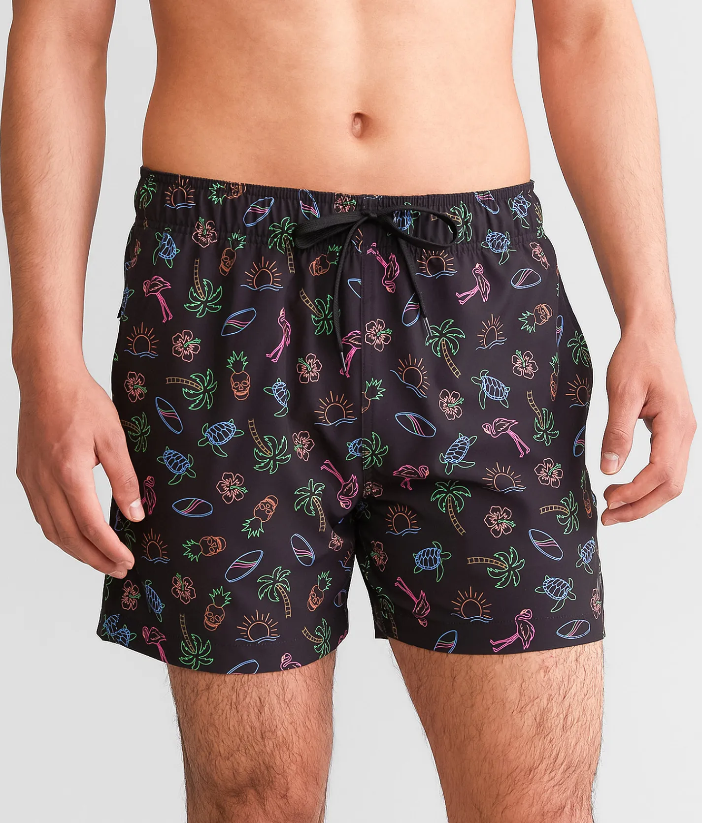 Maven Co-op Tropical Neon Stretch Swim Trunks Black Best