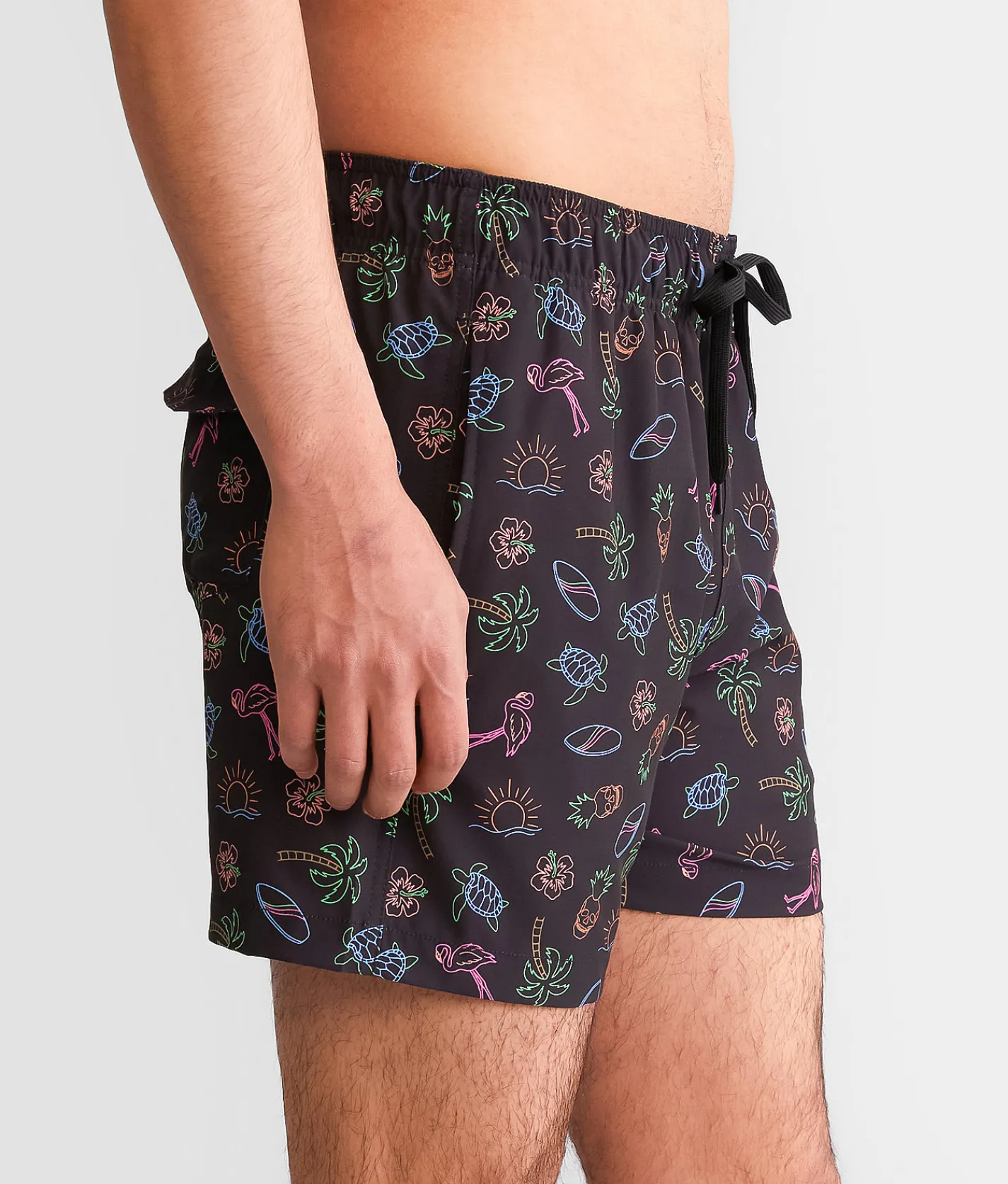 Maven Co-op Tropical Neon Stretch Swim Trunks Black Best