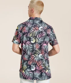 Tops | Departwest Tropical Skull Performance Polo Black Skulls