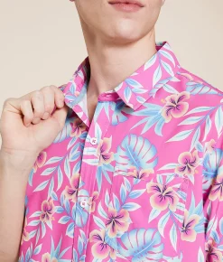 Tops | Departwest Tropical Standard Performance Stretch Shirt Pink