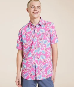 Tops | Departwest Tropical Standard Performance Stretch Shirt Pink