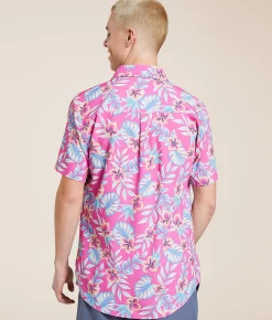 Tops | Departwest Tropical Standard Performance Stretch Shirt Pink