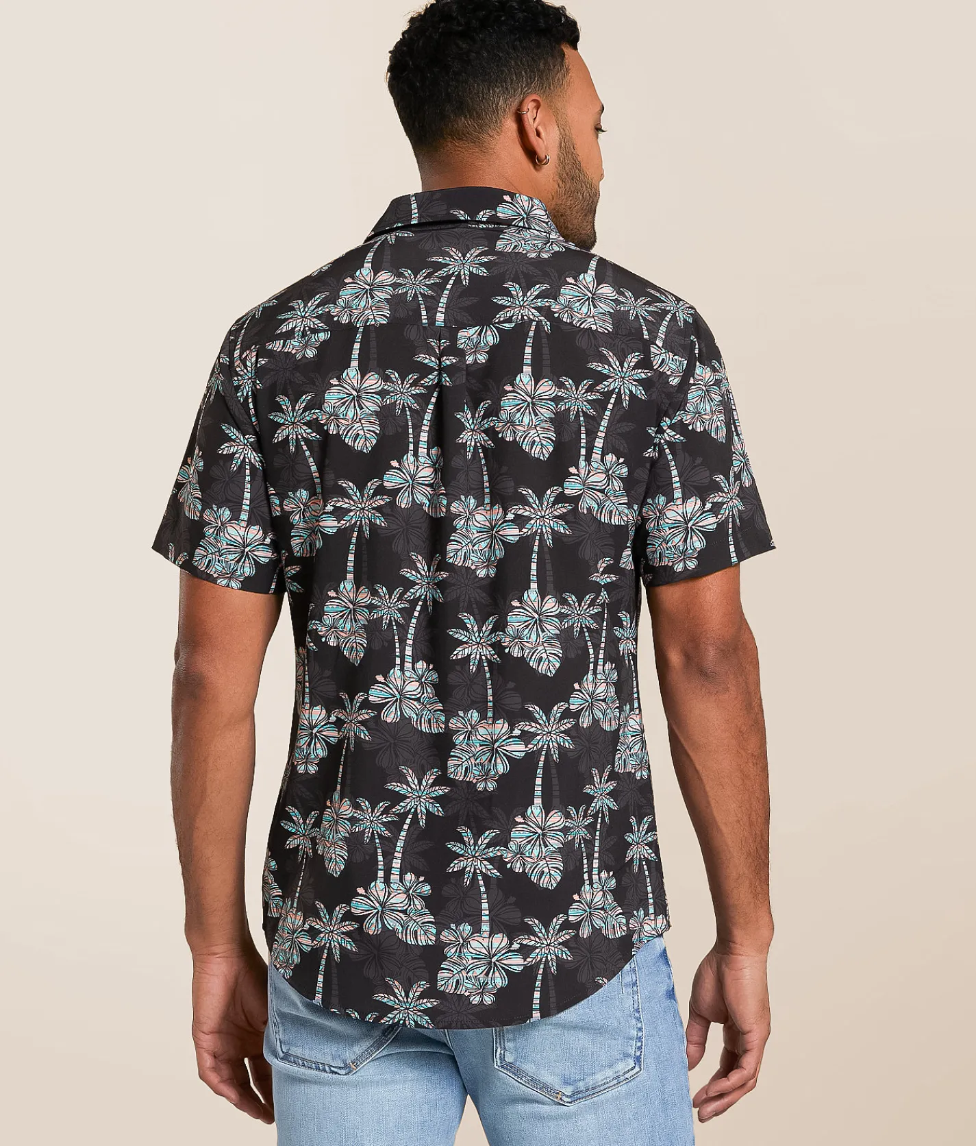 Tops | Departwest Tropical Standard Performance Stretch Shirt Black