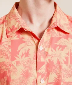 Departwest Tropical Standard Performance Stretch Shirt Orange Coral New