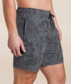 Bottoms|Swimwear | Departwest Tropical Stretch Swim Trunks Black