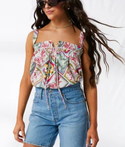 33 Coastal Tropical Tank Top Cream Multi Clearance
