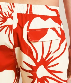 Bottoms | Duvin Trouble In Paradise Volley Swim Trunks Red