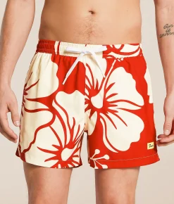 Duvin Trouble In Paradise Volley Swim Trunks Red Sale