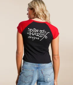 Tops | Ed Hardy True Eagle Raglan T-Shirt Black Red