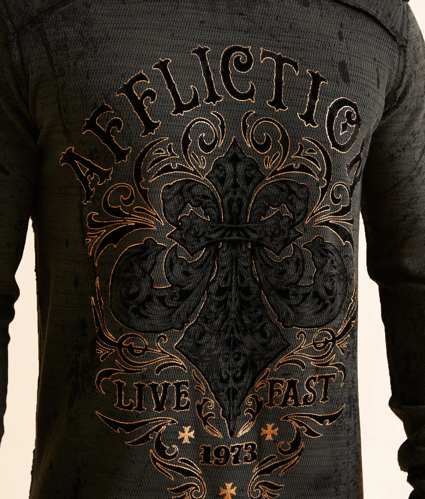 Graphic T-Shirts | Affliction Truth & Consequence Reversible Thermal Deep Depths Black