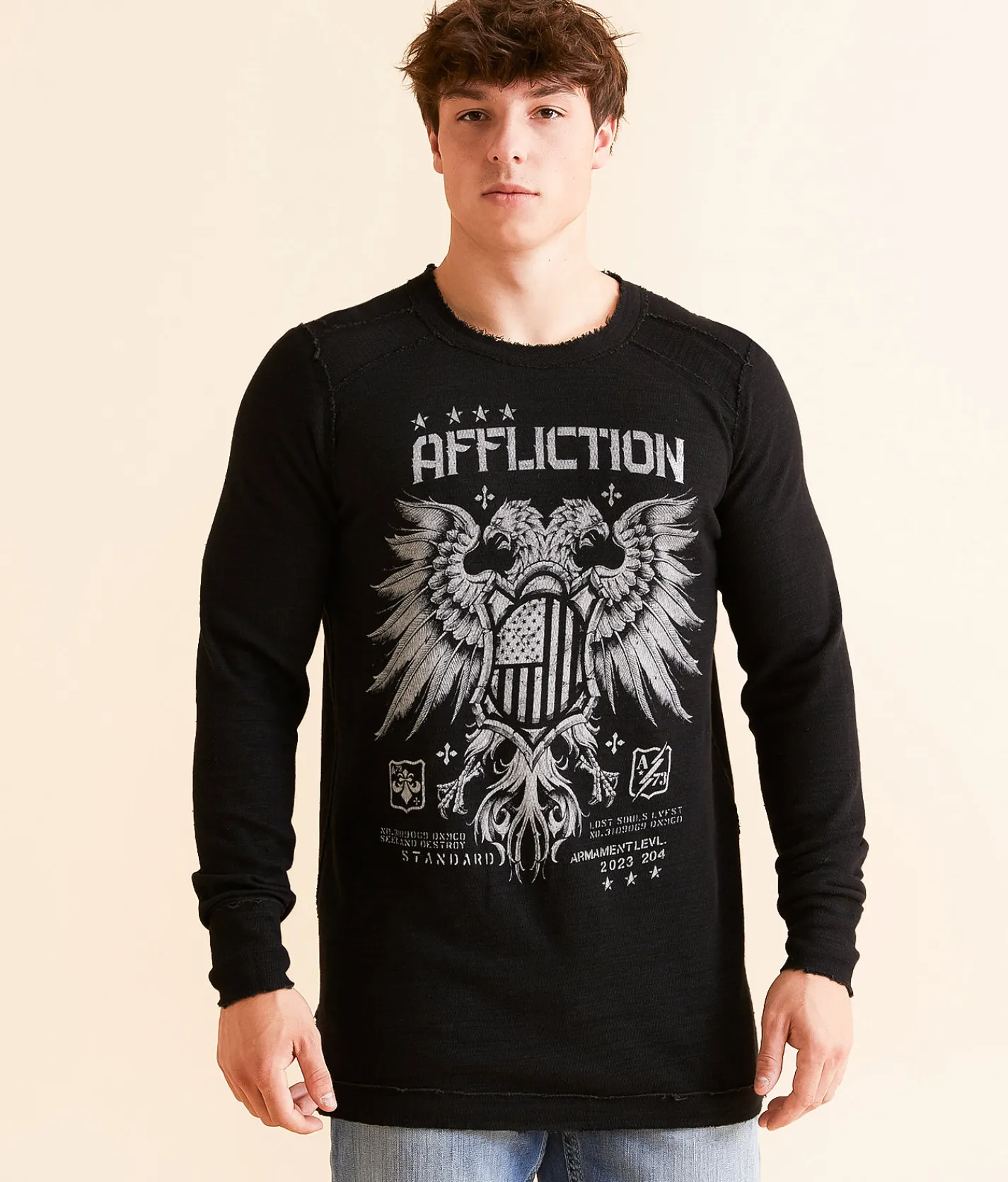 Graphic T-Shirts | Affliction Truth & Consequence Reversible Thermal Deep Depths Black