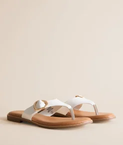 Shoes | Soda Tubas Big Buckle Flip Flop White