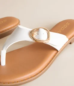 Shoes | Soda Tubas Big Buckle Flip Flop White