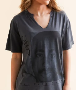 Bravado Tupac Oversized T-Shirt Slate Blue