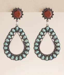 Sterling & Stitch Turquoise Teardrop Earring Silver Turquoise Discount
