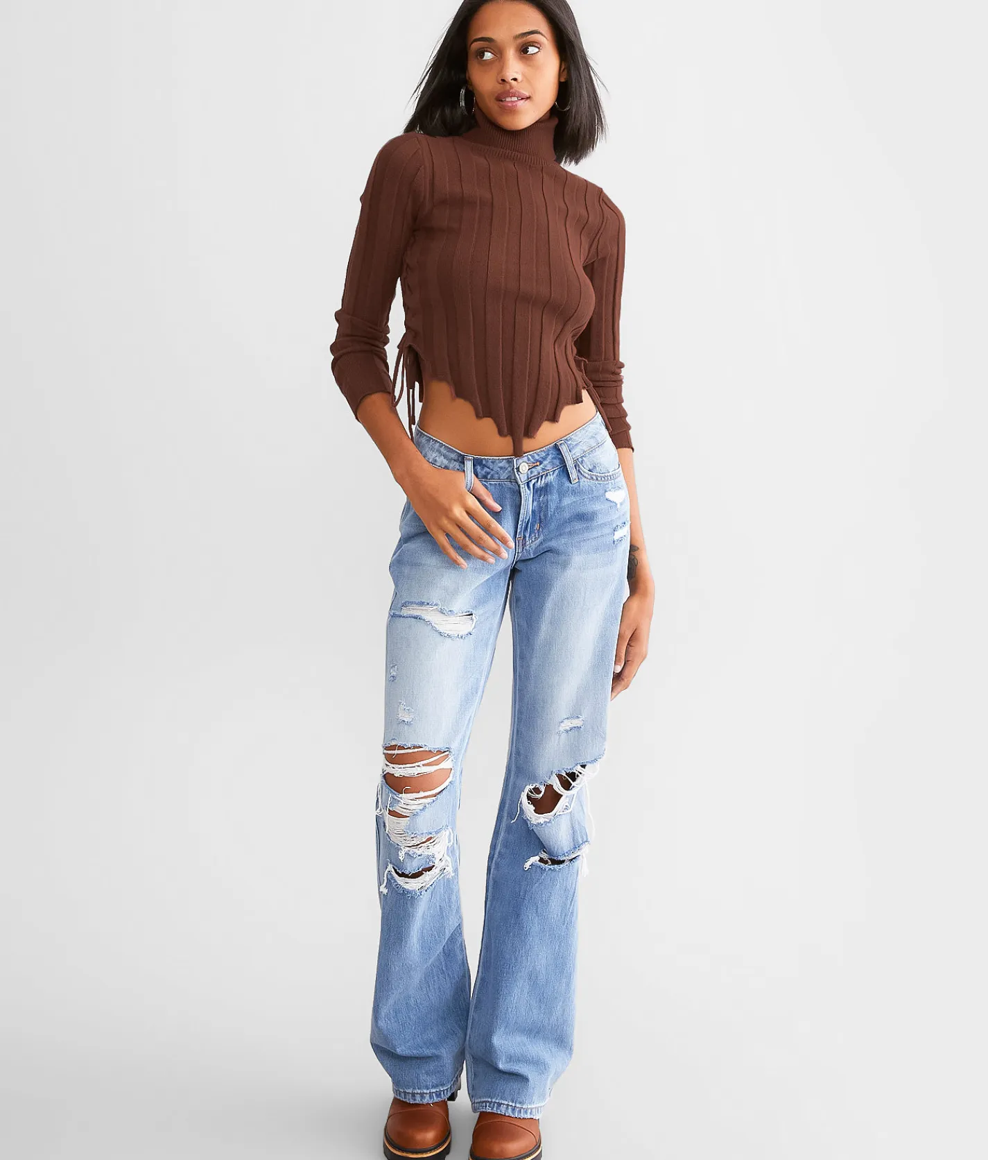 Gilded Intent Turtleneck Sweater Brown Sale