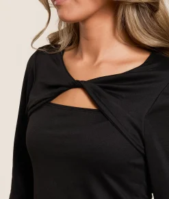 Willow & Root Twisted Keyhole Top Black Discount