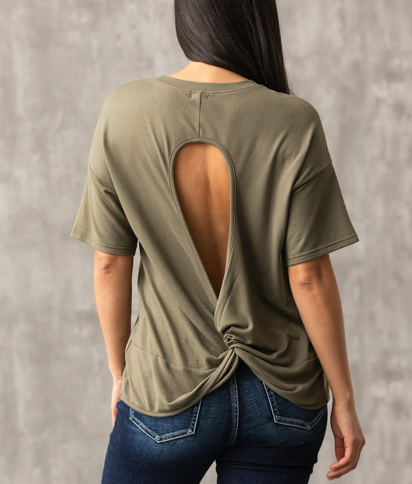 Activewear | Buckle Black Twisted Open Back Top Dusty Olive