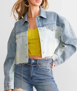 Saints & Hearts Two-Toned Cropped Jacket Denim Outlet