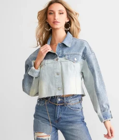 Saints & Hearts Two-Toned Cropped Jacket Denim Outlet