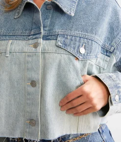 Saints & Hearts Two-Toned Cropped Jacket Denim Outlet