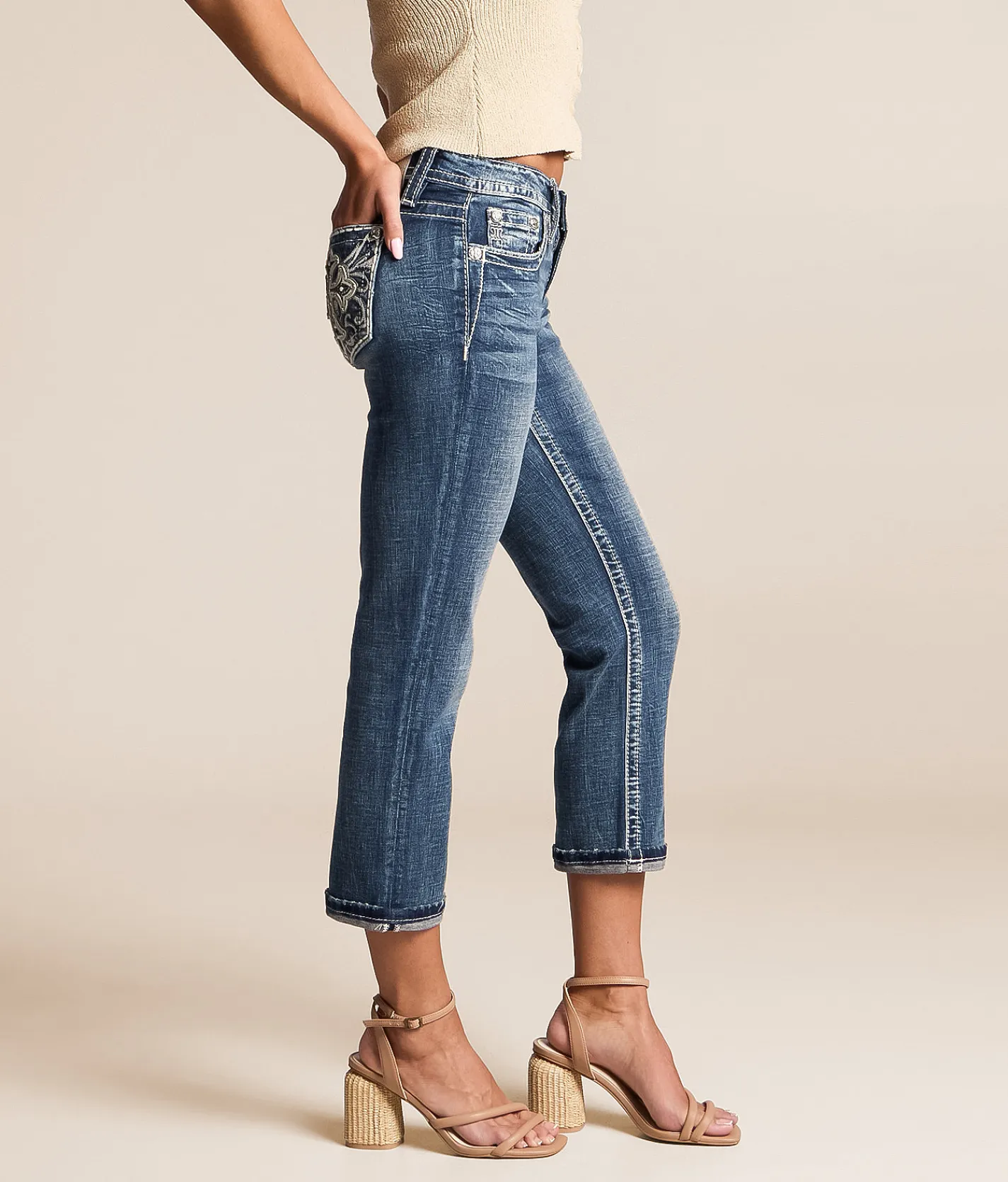 Miss Me Universal Capri Stretch Cuffed Jean K1201 Clearance