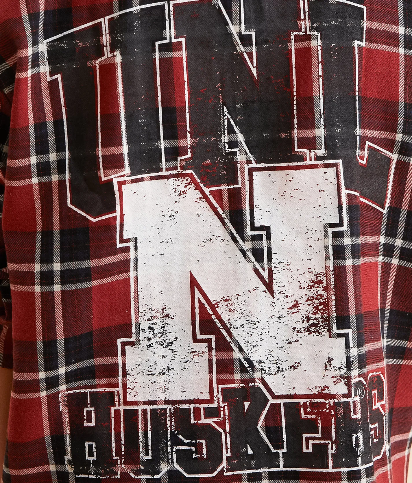 Gameday SOCIAL® UNL Huskers Flannel Shirt Black Red Clearance