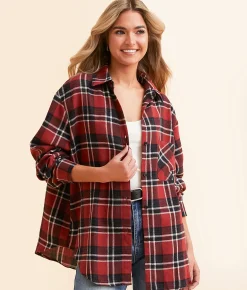 Gameday SOCIAL® UNL Huskers Flannel Shirt Black Red Clearance