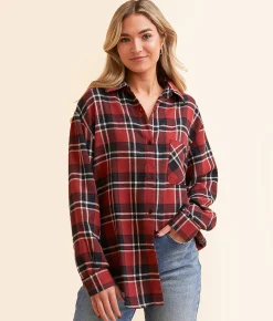 Gameday SOCIAL® UNL Huskers Flannel Shirt Black Red Clearance