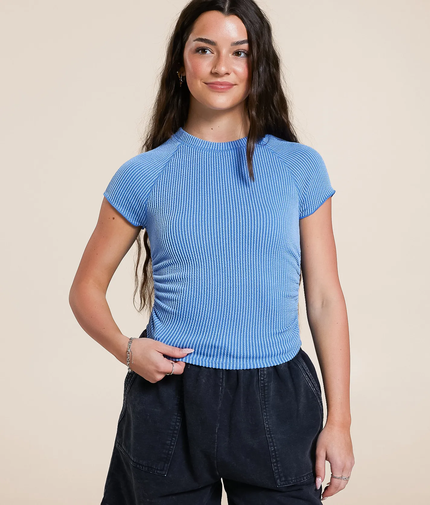 FITZ + EDDI Urban Ribbed Top Campanula Clearance