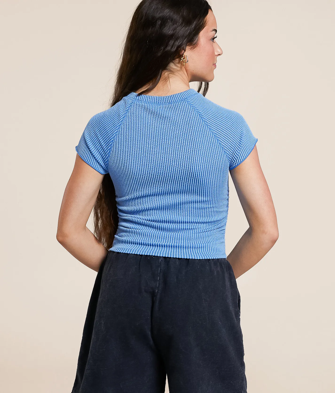 FITZ + EDDI Urban Ribbed Top Campanula Clearance