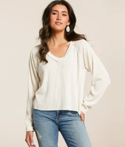 BKE Urban Ribbed Top Cream Sale