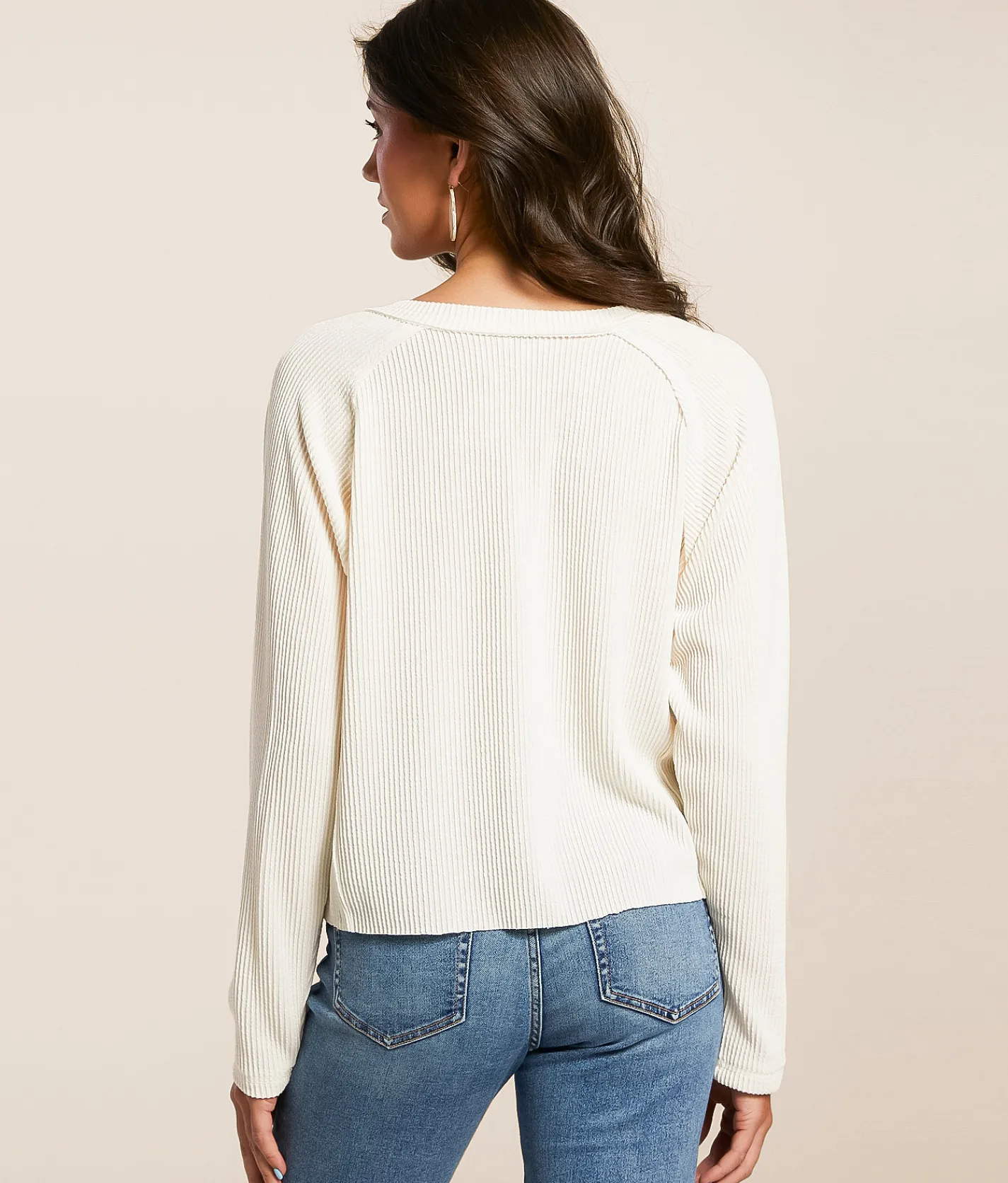 BKE Urban Ribbed Top Cream Sale