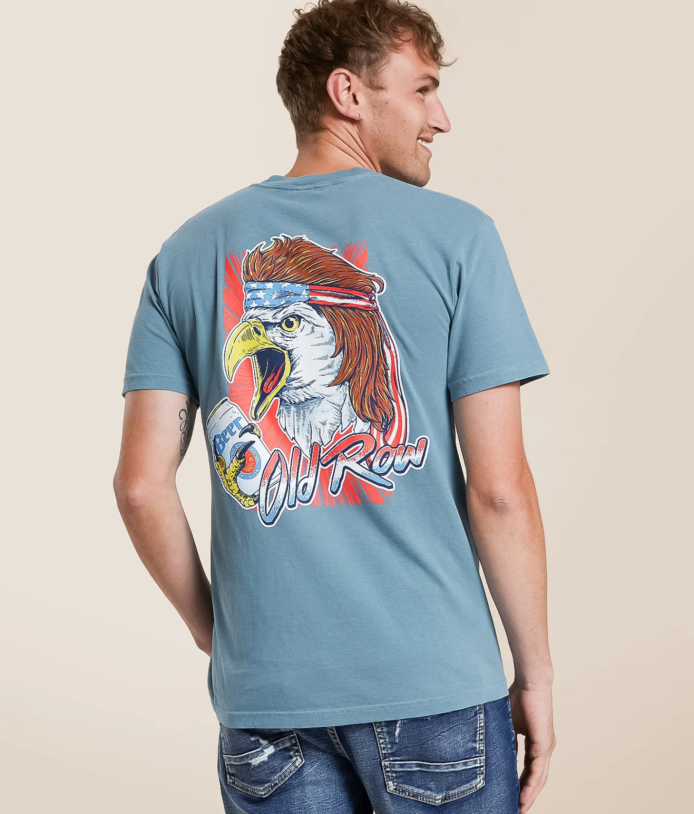 Tops|Graphic T-Shirts | Old Row USA Beer Eagle T-Shirt Ice Blue