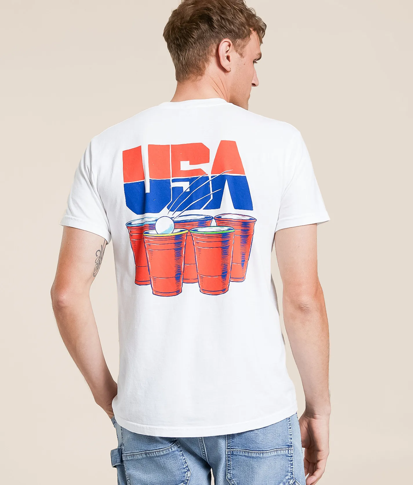Tops | Old Row USA Drinking Team T-Shirt White