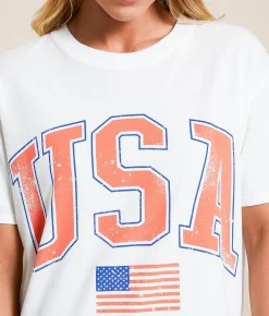 Z Supply USA Flag Boyfriend T-Shirt Sea Salt New