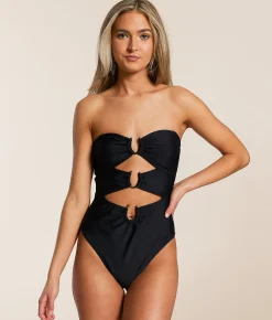 Swimsuits | CUPSHE U-Wire Bandeau Swimsuit Black