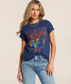 Merch Traffic Van Halen 1984 Band T-Shirt Ensign Blue Clearance