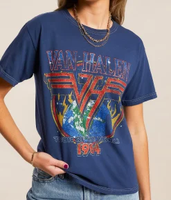 Merch Traffic Van Halen 1984 Band T-Shirt Ensign Blue Clearance