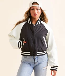 Tops|Coats & Jackets | DH Apparel Varsity Cropped Jacket Black And White