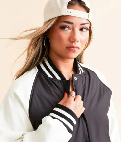 Tops|Coats & Jackets | DH Apparel Varsity Cropped Jacket Black And White