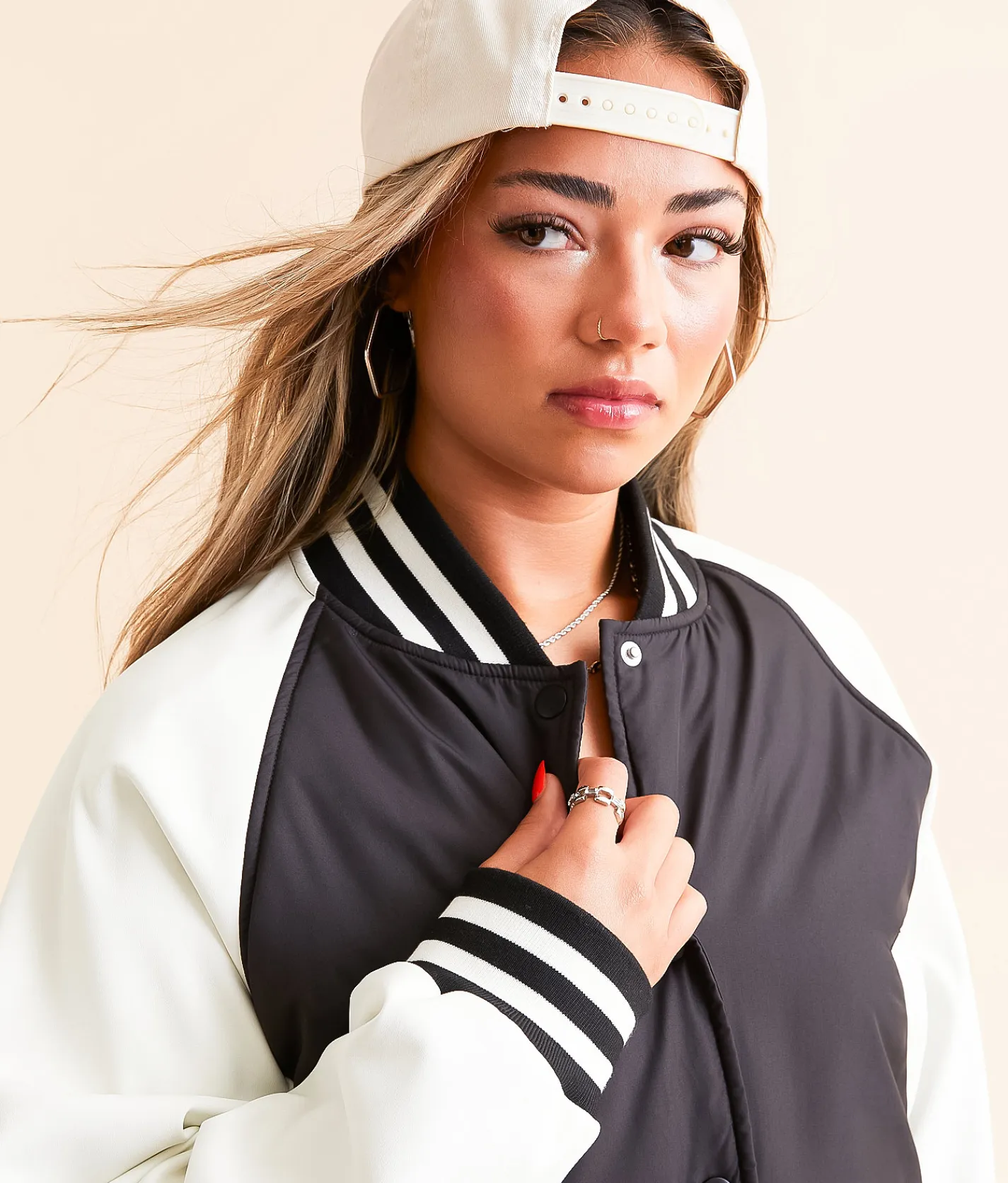 Tops|Coats & Jackets | DH Apparel Varsity Cropped Jacket Black And White