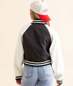 Tops|Coats & Jackets | DH Apparel Varsity Cropped Jacket Black And White