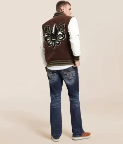 Tops|Coats & Jackets | Rock Revival Varsity Jacket Brown White