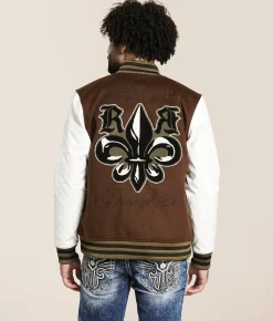 Tops|Coats & Jackets | Rock Revival Varsity Jacket Brown White