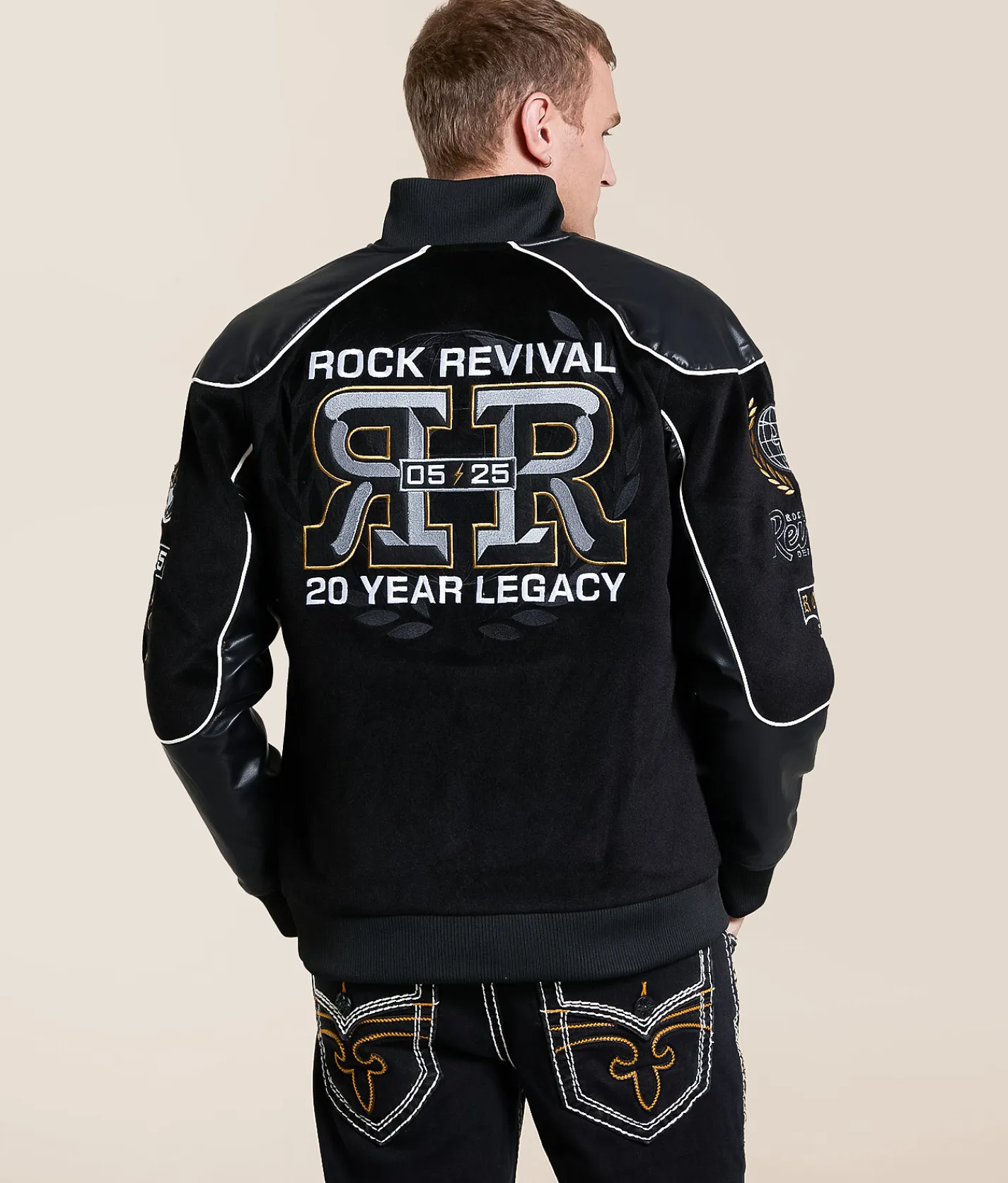 Tops|Coats & Jackets | Rock Revival Varsity Jacket Black Gold