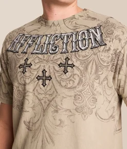 Tops|Graphic T-Shirts | Affliction Velvet Scorn T-Shirt Aluminium Lava Wash