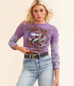 Tops | Affliction Velvet Sky Cropped T-Shirt Meadow Violet Pigment